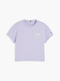Mov T-Shirt Cu Croiala Lejera Si Imprimeu Pe Spate  Fete