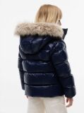 Blue Essential Faux Fur Trim Down Jacket  Girls
