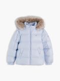 Blue Essential Faux Fur Trim Down Jacket  Girls