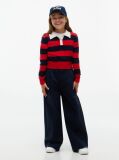 Blue Essential Wide Leg Twill Trousers  Girls