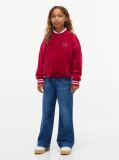 Rosu Bluza De Trening Cu Guler Rotund Si Logo Din Velur  Fete