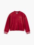 Rosu Bluza De Trening Cu Guler Rotund Si Logo Din Velur  Fete