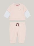 Roz Set Pulover Cu Maneci In Dungi Ithaca Si Joggers   Nou nascuti
