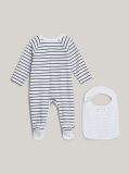 Multi Stripe Rib-Knit Coverall And Bib Gift Box  Newborn