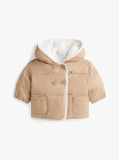 Bej Jacheta Reversibila Din Fleece Tip Teddy  Nou nascuti