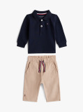 Beige Polo And Pant Giftbox  Newborn