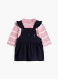 Blue Set Cadou Rochie Salopeta Din Catifea Si Bluza  Nou nascuti