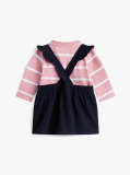 Blue Set Cadou Rochie Salopeta Din Catifea Si Bluza  Nou nascuti