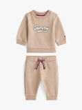 Beige Varsity Sweatshirt And Joggers Set  Newborn