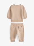 Beige Varsity Sweatshirt And Joggers Set  Newborn