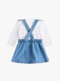 Denim Denim Dungaree Dress And T-Shirt Set  Newborn