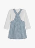 Multi Denim Stripe Dungaree Dress And T-Shirt Set  Newborn