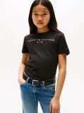 Negru Essential Organic Cotton Logo T-Shirt  Copii unisex