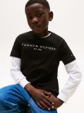 Negru Essential Organic Cotton Logo T-Shirt  Copii unisex