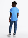 Blue Tricou Cu Guler Rotund Si Logo  Copii unisex