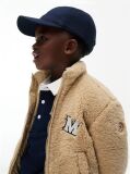 Beige Varsity Logo Patch Teddy Jacket  Kids Unisex