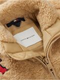 Beige Varsity Logo Patch Teddy Jacket  Kids Unisex