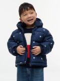Blue Colour-Blocked Ripstop Hooded Puffer Jacket  Kids Unisex
