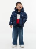 Blue Colour-Blocked Ripstop Hooded Puffer Jacket  Kids Unisex