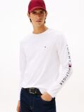 Alb Tricou Cu Maneca Lunga Slim Fit  Barbati