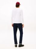 Alb Tricou Cu Maneca Lunga Slim Fit  Barbati
