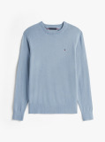 Blue Jumper Din Bumbac Si Casmir Crew Neck  Barbati