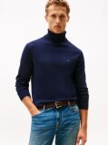 Blue Jumper Din Bumbac Si Casmir Roll Neck  Barbati