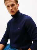 Blue Jumper Din Bumbac Si Casmir Roll Neck  Barbati