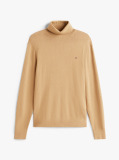 Brown Cotton Cashmere Roll Neck Jumper  Men
