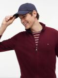 Rosu Cardigan Din Bumbac Si Casmir Zip-Thru  Barbati