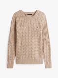 Bej Jumper Cu Guler Rotund Din Tricot  Barbati