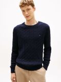 Blue Jumper Cu Guler Rotund Din Tricot  Barbati