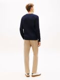 Blue Jumper Cu Guler Rotund Din Tricot  Barbati