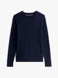 Blue Jumper Cu Guler Rotund Din Tricot  Barbati