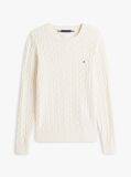 Beige Cable Knit Crew Neck Jumper  Men