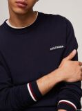 Blue Global Stripe Cuff Logo Jumper  Men