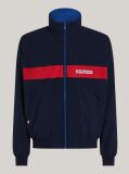 Blue Stand Collar Water Resistant Reversible Windbreaker Jacket  Men