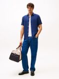 Blue Short Sleeve Regular Fit Linen Shirt  Men