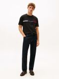 Negru Tricou Cu Guler Rotund Si Panou Cu Logo  Barbati