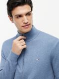 Blue Jumper Cu Guler Inalt Si Fermoar  Barbati