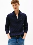 Blue Jumper Cu Fermoar Din Tricot  Barbati