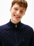 Blue Jumper Cu Fermoar Din Tricot  Barbati