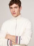White Wool Rich Relaxed Zip-Thru Jumper  Men