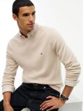 Beige Pure Lambswool Crew Neck Jumper  Men