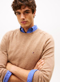 Brown Pure Lambswool Crew Neck Jumper  Men