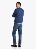 Blue Herringbone Knit Crew Neck Jumper  Men