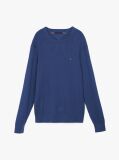 Blue Herringbone Knit Crew Neck Jumper  Men