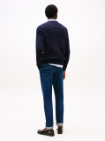 Blue Herringbone Knit Crew Neck Jumper  Men