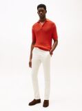 White Slim Flag Embroidery Chinos  Men