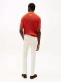 White Slim Flag Embroidery Chinos  Men